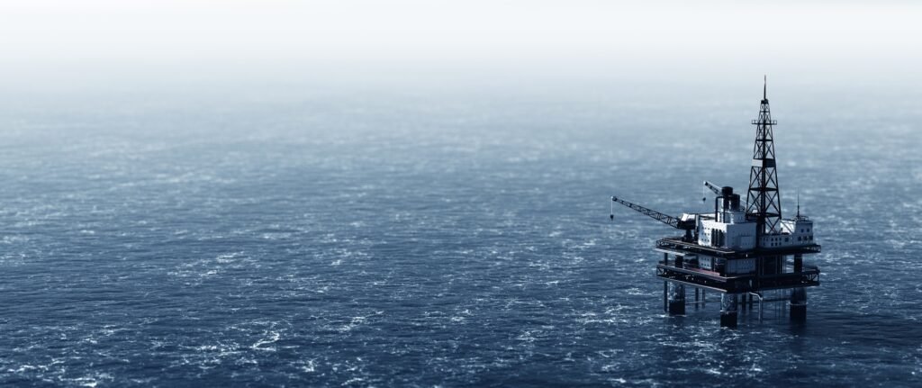 Offshore drilling rig on the sea. Oil platform